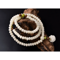White Jade Bodhi Seed Mala - 108 Beads BraceletNecklace