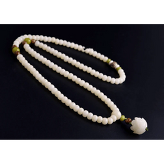 White Jade Bodhi Seed Mala - 108 Beads BraceletNecklace