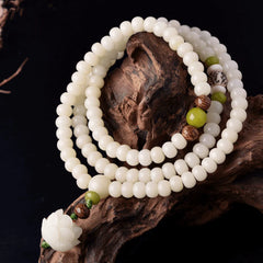 White Jade Bodhi Seed Mala - 108 Beads BraceletNecklace