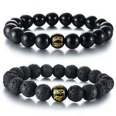 Grounding Agate and Lava Stone Bracelet Set